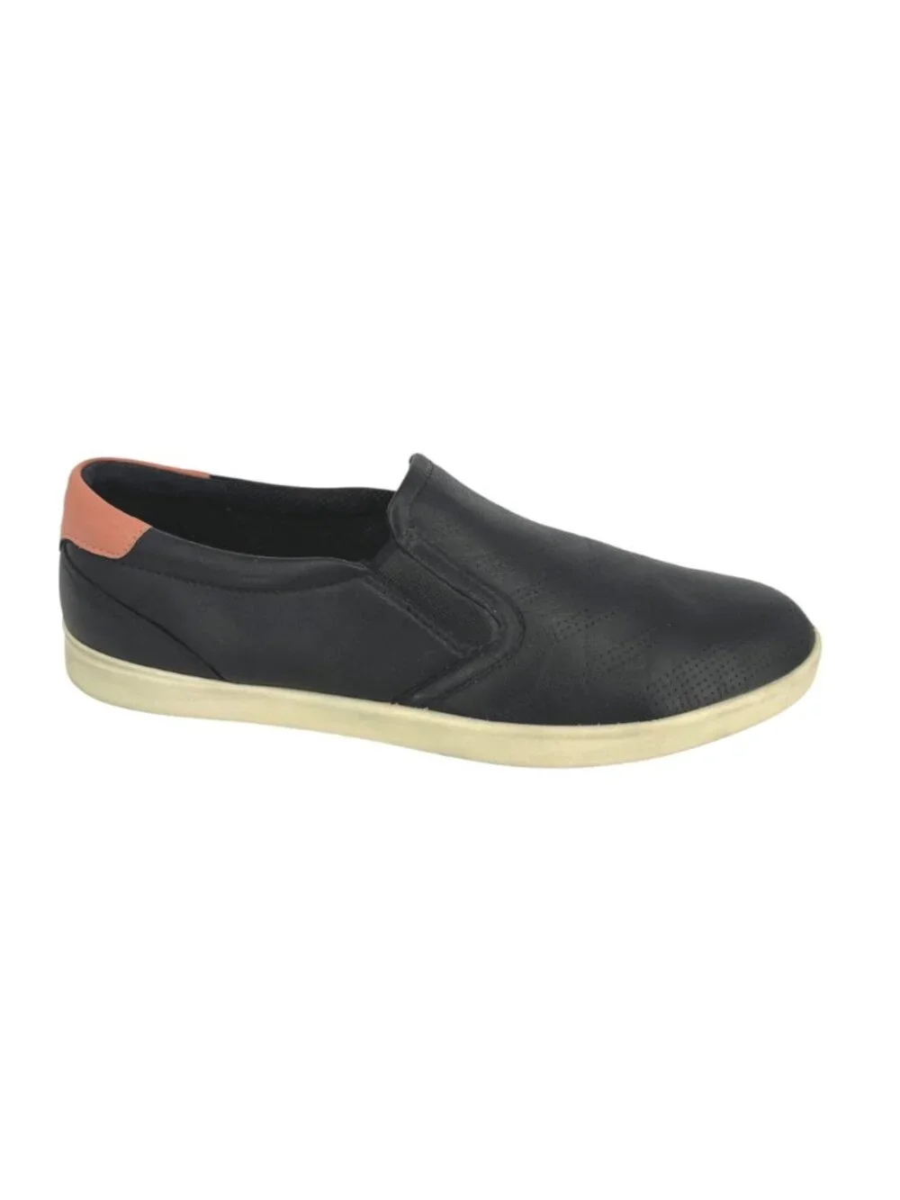 ECCO Leisure Black Leather Perforated Slip On Sneakers Heel Size 9-9.5 US